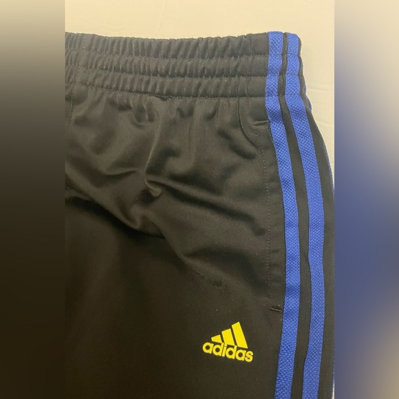 Adidas Kids Youth Boy’s Blue Stripes Yellow Logo Track Pants - Picture 6 of 6